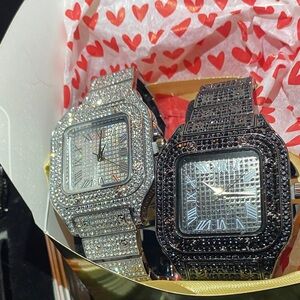 Silver and Black unisex lab ice valentines Watches